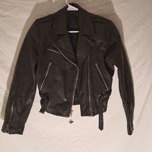 Womens Leather Biker Jacket Size Small